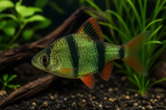 Barbus tetrazona vert Зелена суматра
